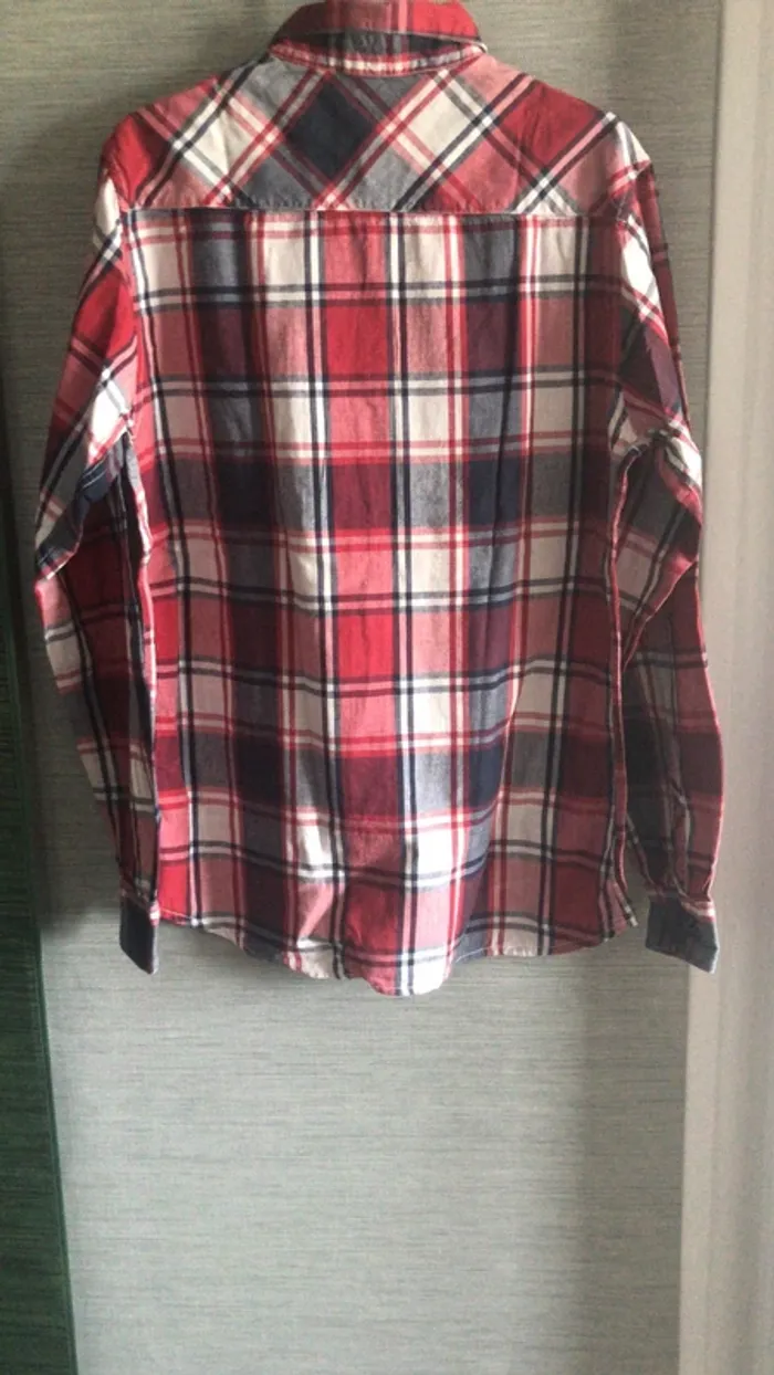Chemise à carreaux rouge Homme - photo numéro 2