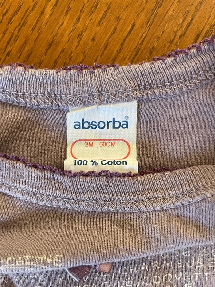 Lot de 2 bodies bébé fille 3 moisabsorba - photo numéro 4