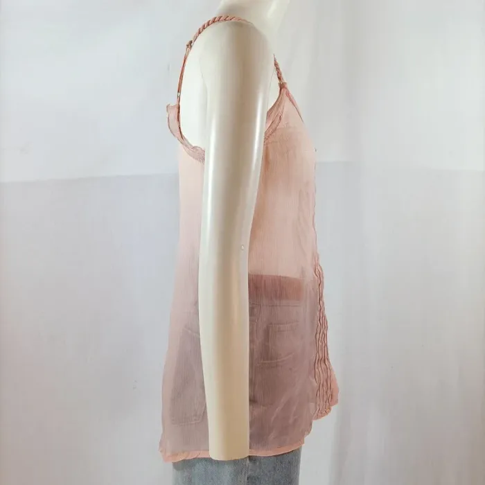 Top rose poudré Mango à bretelles S fluide et plissé - photo numéro 8
