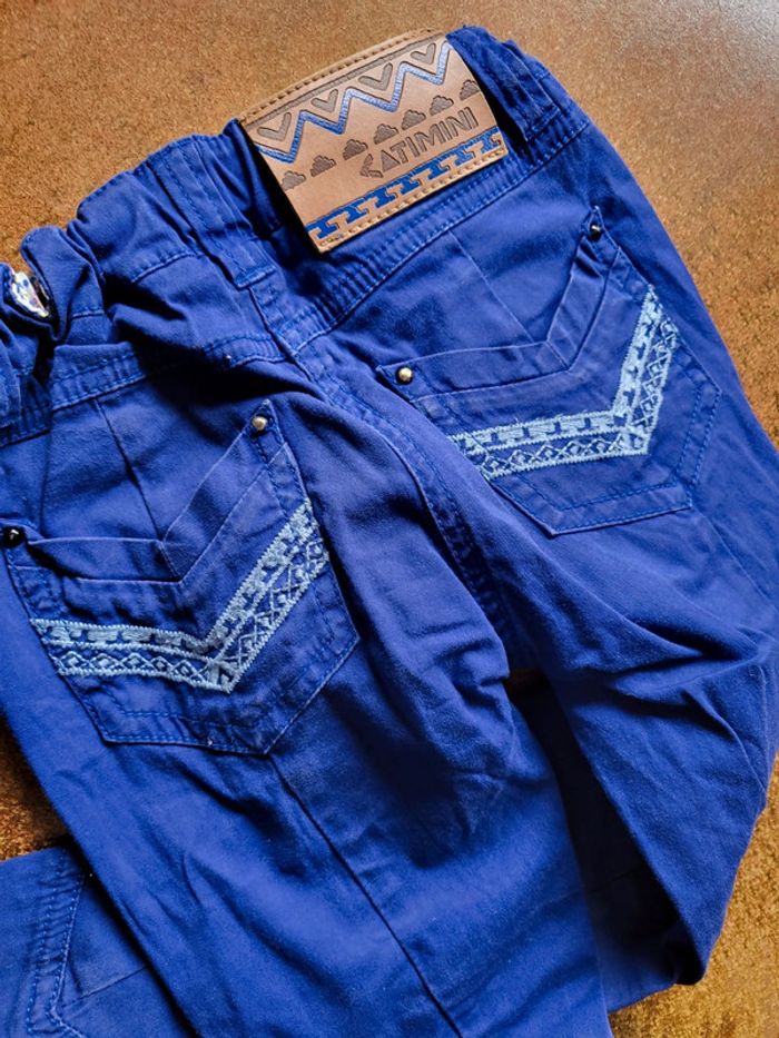 Pantalon bleu électrique style ethnique catimini 4ans - photo numéro 4