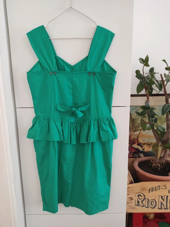 Robe verte en coton à basque - photo numéro 4