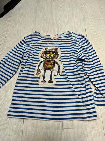 T-shirt rayé bleu et blanc du pareil au même six ans