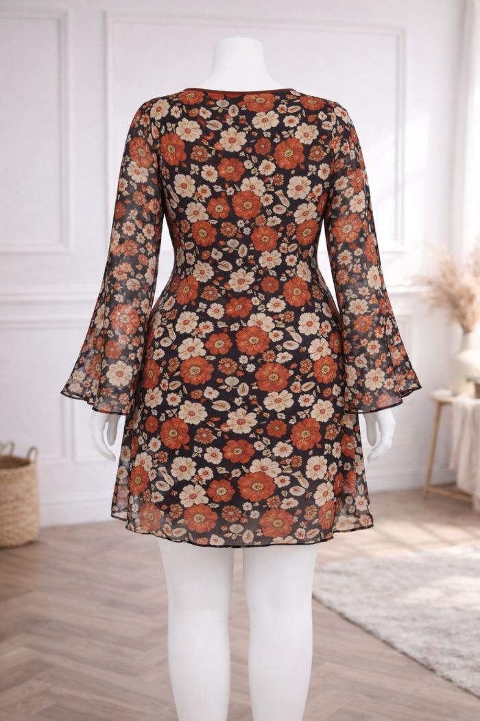 Robe bohème manches longues transparentes multicolore Femme taille 52 marque Boohoo 💍 - photo numéro 6