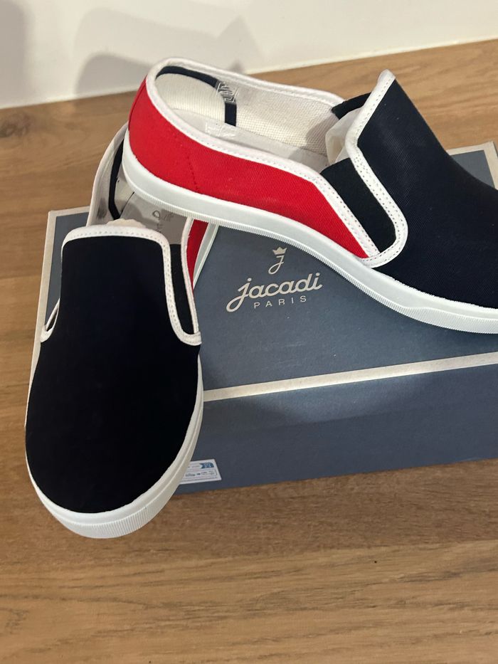 Tennis slip on jacadi bicolore rouge et bleu marine 33 - photo numéro 3