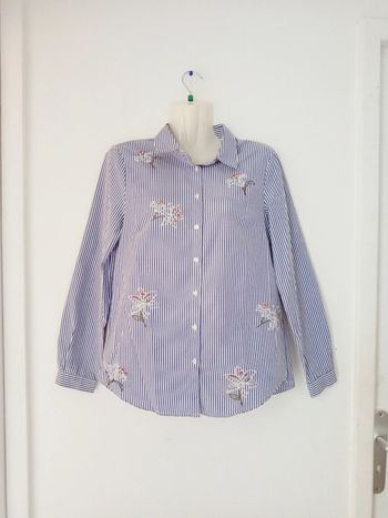 Chemise manches longues a rayures et à fleurs femme w