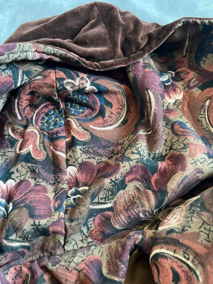 Manteau vintage en velours à capuche marron – Made in Italy – T.M - photo numéro 3