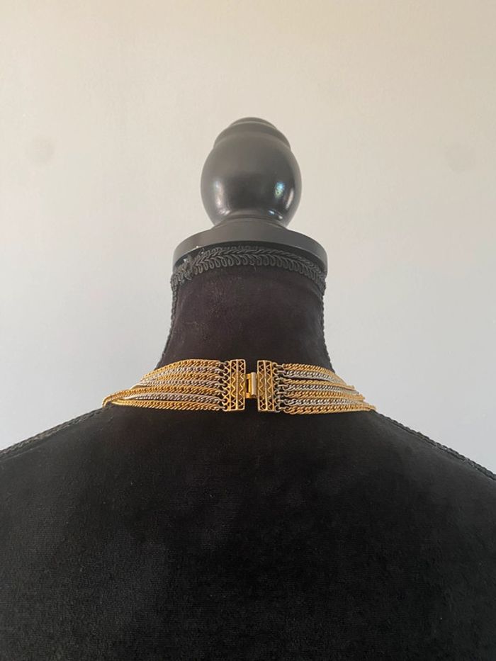 Collier sautoir à plusieurs chaînes en métal argenté et doré - photo numéro 6