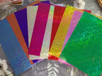 paquet de 10 feuilles en carton holographique métallisé