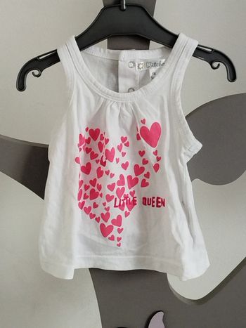 Débardeur blanc imprimé coeurs fuschia Kitchoun taille 1 mois