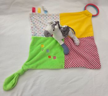 Doudou Zèbre carré plat multicolore - Oxybul