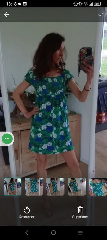 Robe s fleurie vert bleu blanc c76