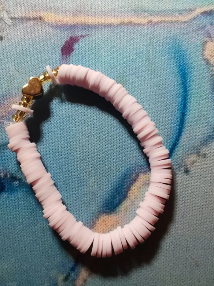 💗 Bracelet rose tendre & doré – Fait main avec perles & cœur – Neuf - photo numéro 5
