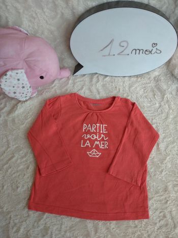 Tee shirt chemise manches longues Fille 12 mois Partie voir la mer Vertbaudet
