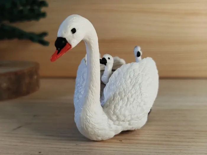 Figurine cygne blanc et ses bébés Animal de la campagne