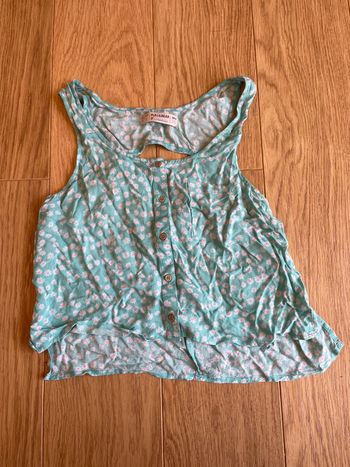 Croc top été pull and bear turquoise fleurs taille S