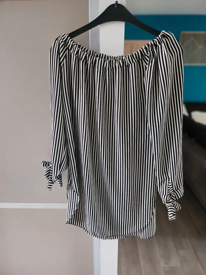 Haut Blouse tunique pull fin manches 3/4 taille 40 excellent état - photo numéro 2