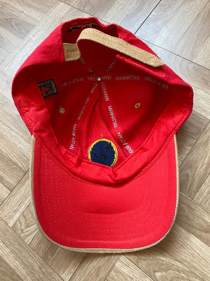 Casquette rouge et marron vintage logo brodé - photo numéro 4