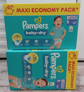 2 Maxi-Eco-Packs couches Pampers baby-dry Taille 5+ - carton de 88 couches