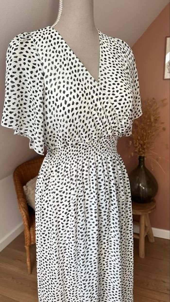 🍃 Robe longue blanche & noire vintage – Taille 40 – Très bon état - photo numéro 3