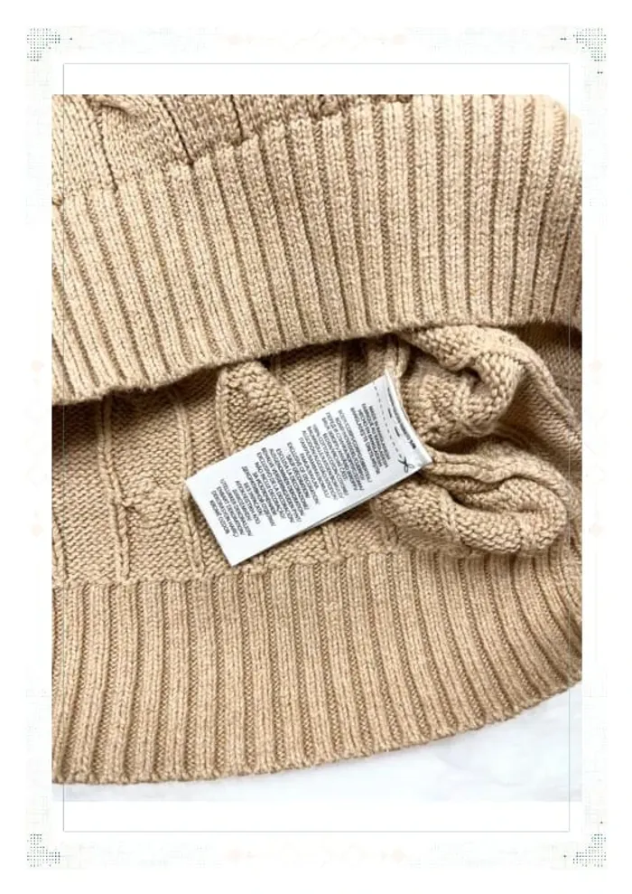 Ralph Lauren pull torsadé col ras de cou beige homme taille L coton - photo numéro 8