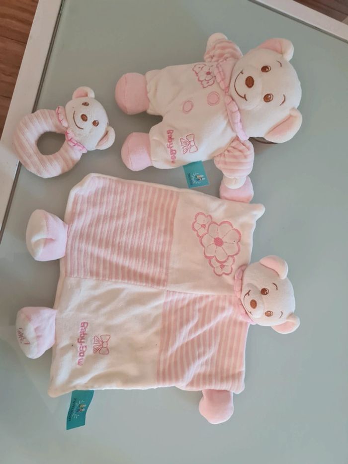 Coffret naissance hochet doudou peluche poupe poupi 3 pièce - photo numéro 2