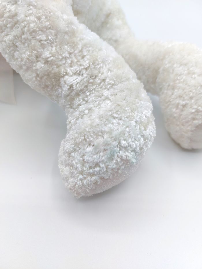 Peluche doudou lapin blanc brillant Jemini nœud rose 28 cm / 42 cm - photo numéro 6