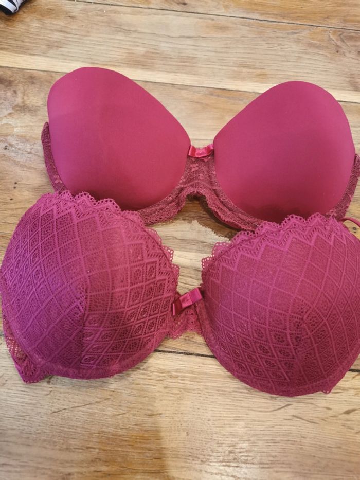 🌺Lot de 2 soutien-gorge. 90 C. Bordeaux. Preambule - photo numéro 10