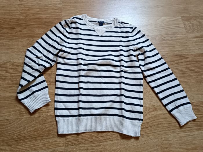 Pull rayé blanc et bleu marine, Kiabi, 6 ans