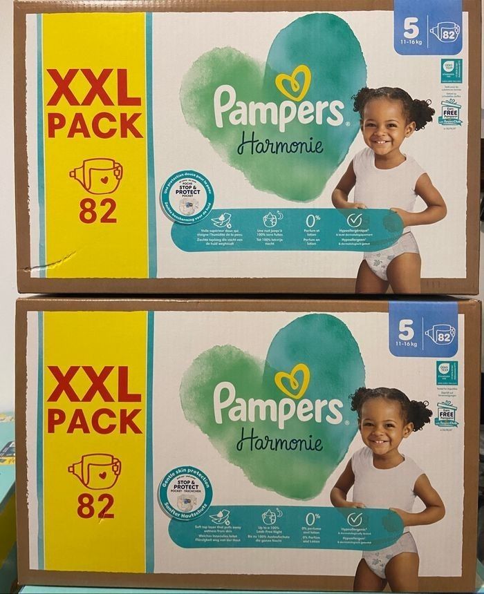 2 cartons de couches pampers harmonie taille 5