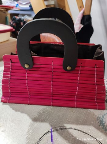 Sac Bambou Fushia, décoration ou rangement. 