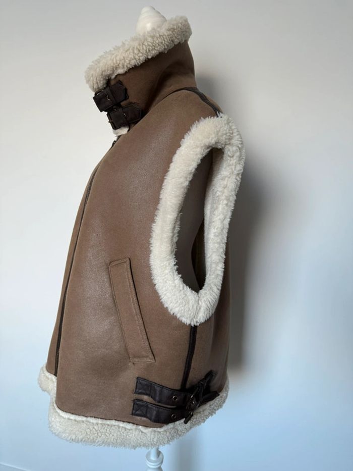 Veste vest manches Zara mouton polaire abrigo bombardier Chaleco borregito Weste mit Teddyfell - photo numéro 5