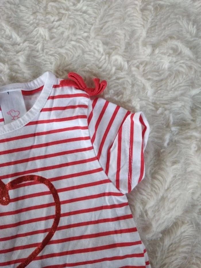 Tunique chemise manches courtes / Robe courte Fille 6 mois cœur Baby club 100% coton - photo numéro 5