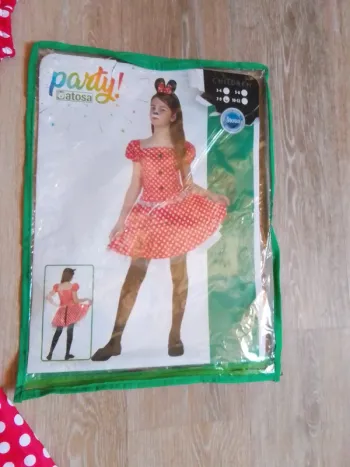 Déguisement fille 7 9 ans souris minnie année folle pois rouge blanc