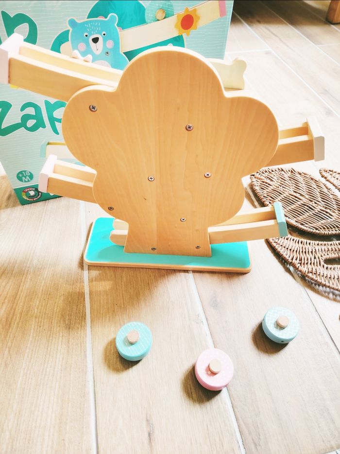 🐻 Toboggan/descendeur rampe circuit ourson avec 3 rouleaux en bois NEUF - photo numéro 3