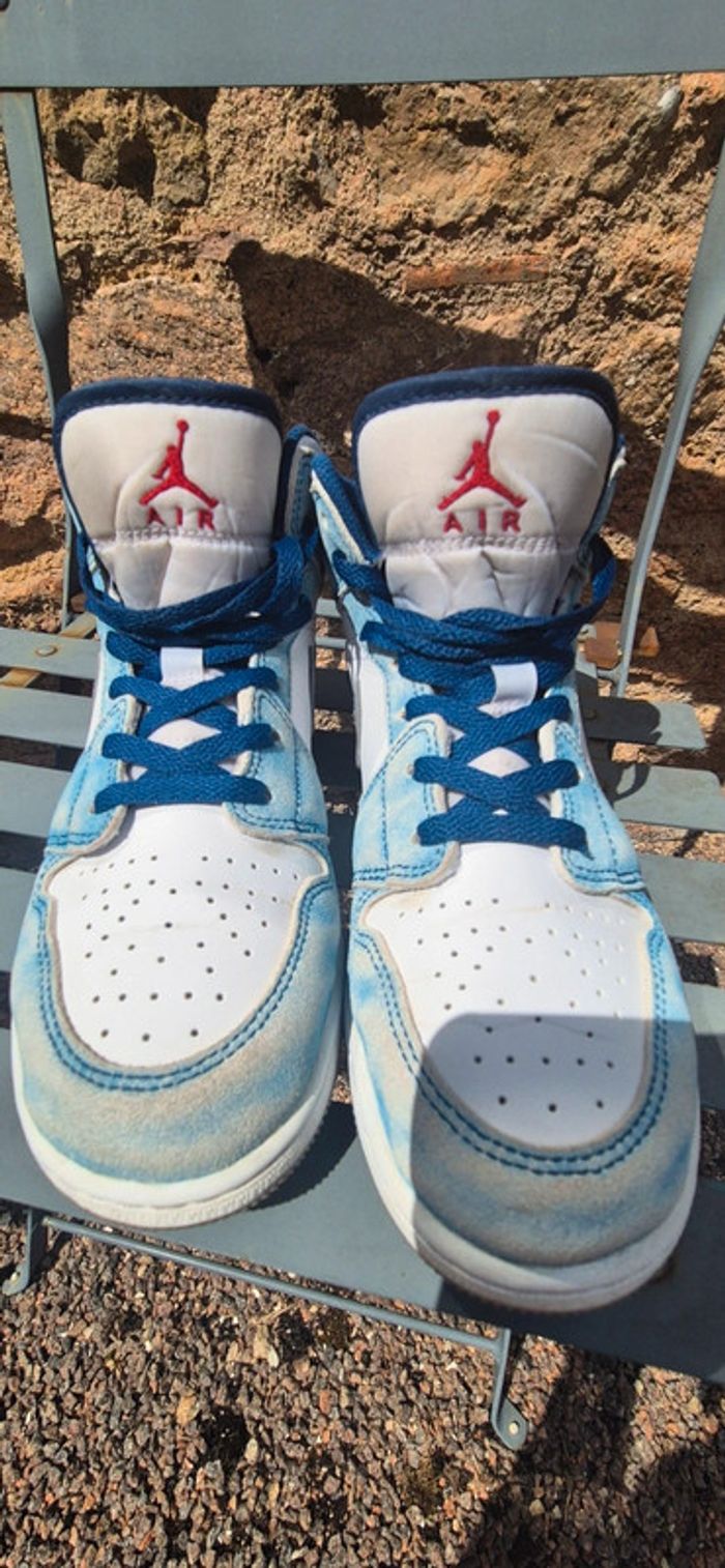 Sneakers montantes 1 Mid French Blue Fire Red Jordan - photo numéro 5