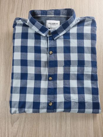 Chemise à carreaux bleue Homme Pull & Bear Taille L