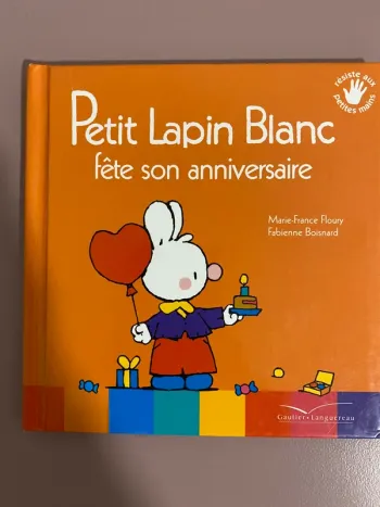 Livre petit lapin blanc fête son anniversaire