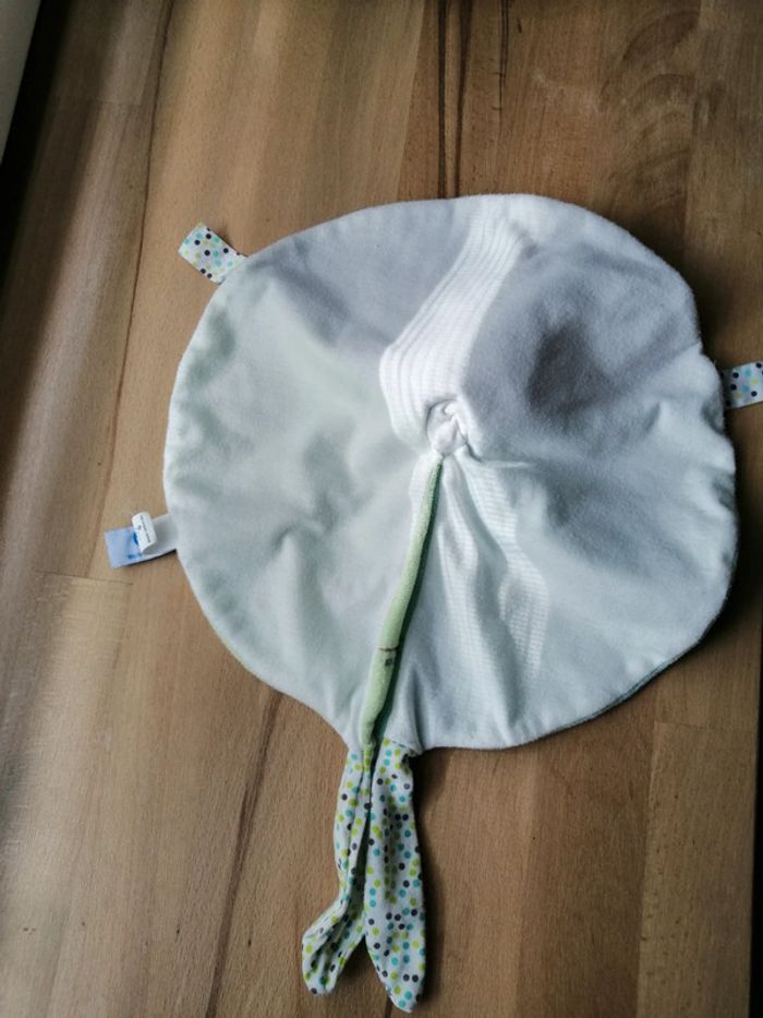 Doudou plat souris rond vert et blanc *Smile* - photo numéro 3