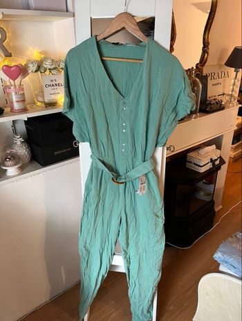 Combinaison pantalon en lin vert d'eau Kiabi T36 neuve 🌿