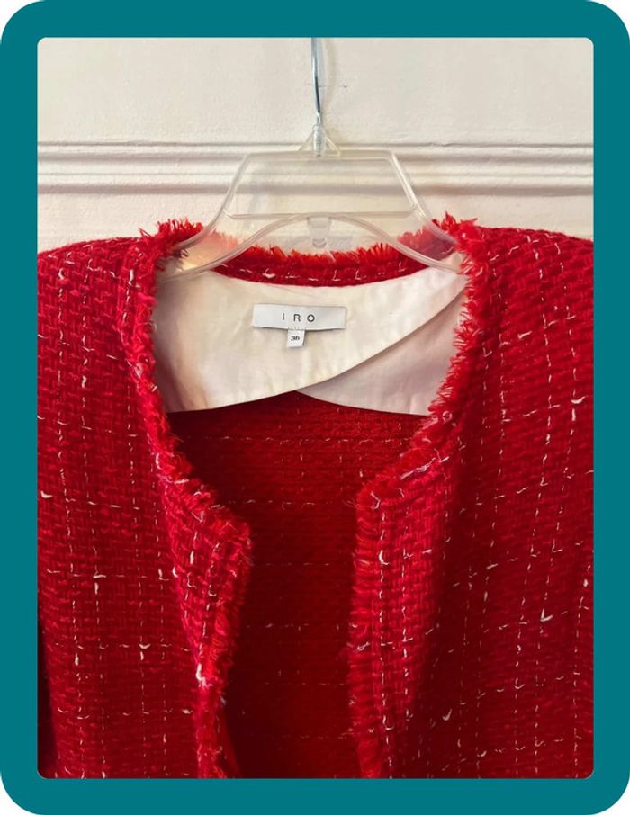 Veste longue en tweed rouge taille 36 - Iro - photo numéro 2