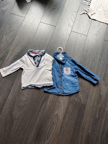 Lot 2 chemises manches longues 18 mois