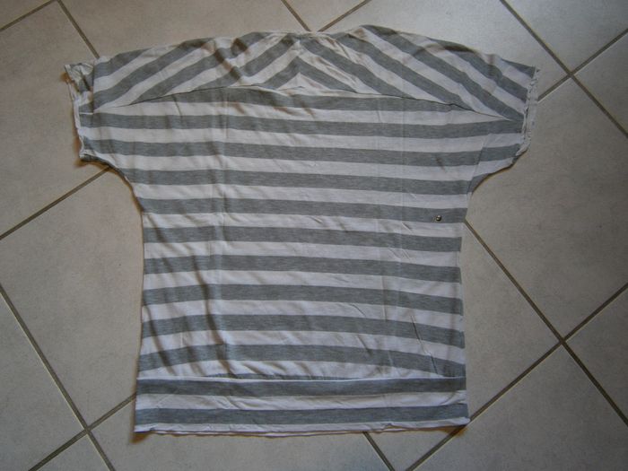 Tee-shirt MC rayé blanc/gris PROMOD Taille L - photo numéro 7