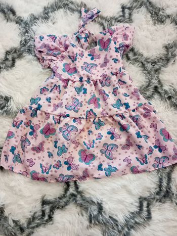Jolie robe papillons rose et violette