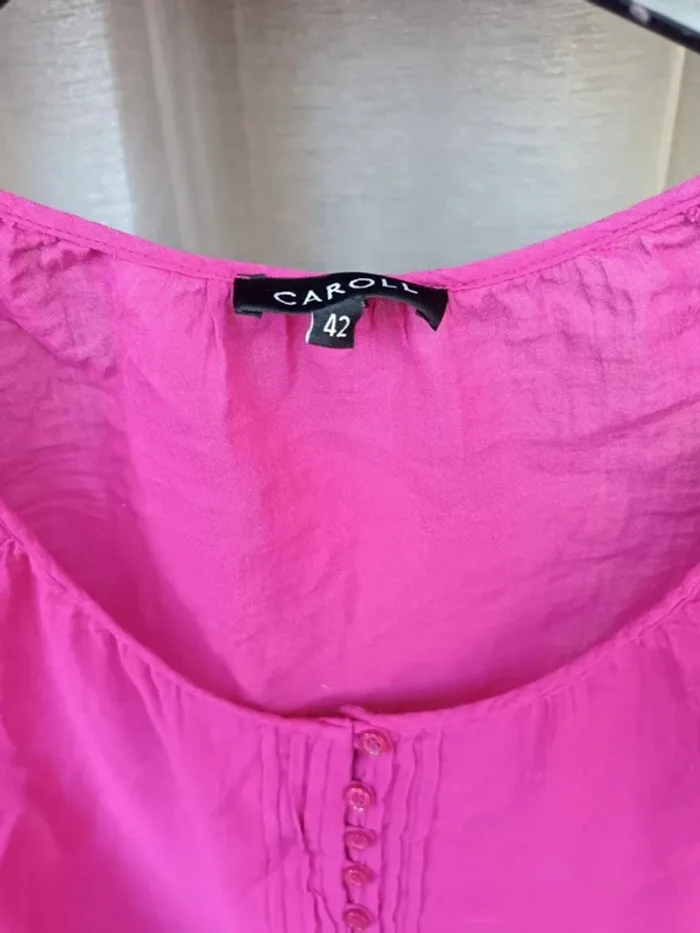 Blouse rose fuschia en coton - photo numéro 3