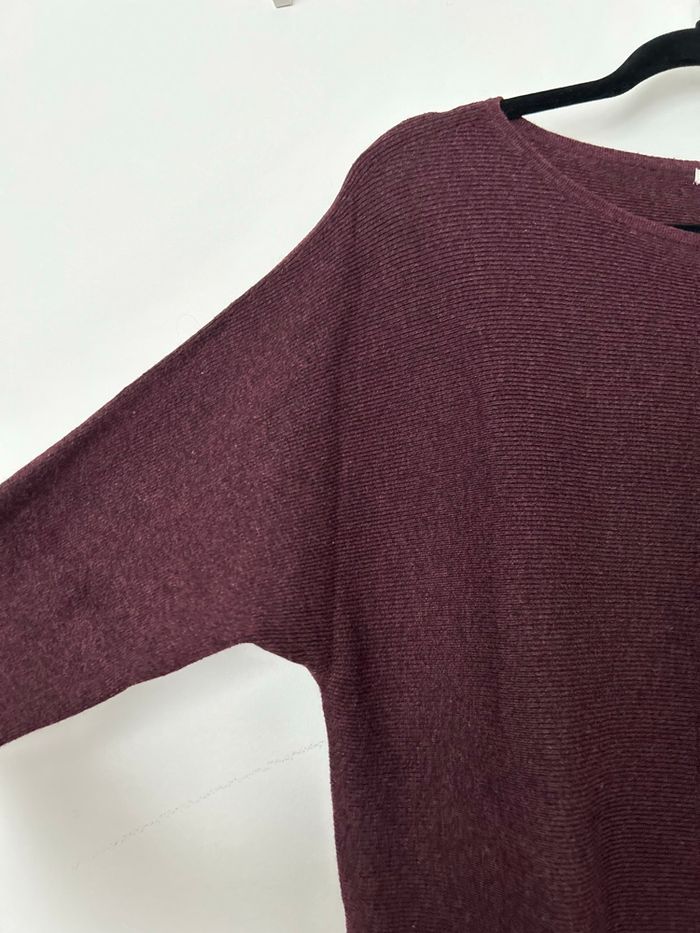 Lot 2 pulls gris et bordeaux manches 3/4 avec laine alpaga H&M M - photo numéro 7