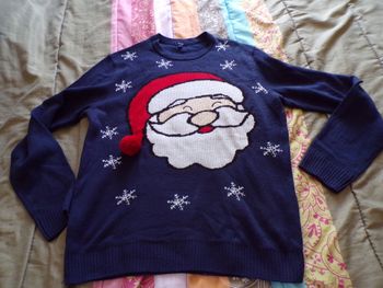 Pull marine flocons père Noël XL