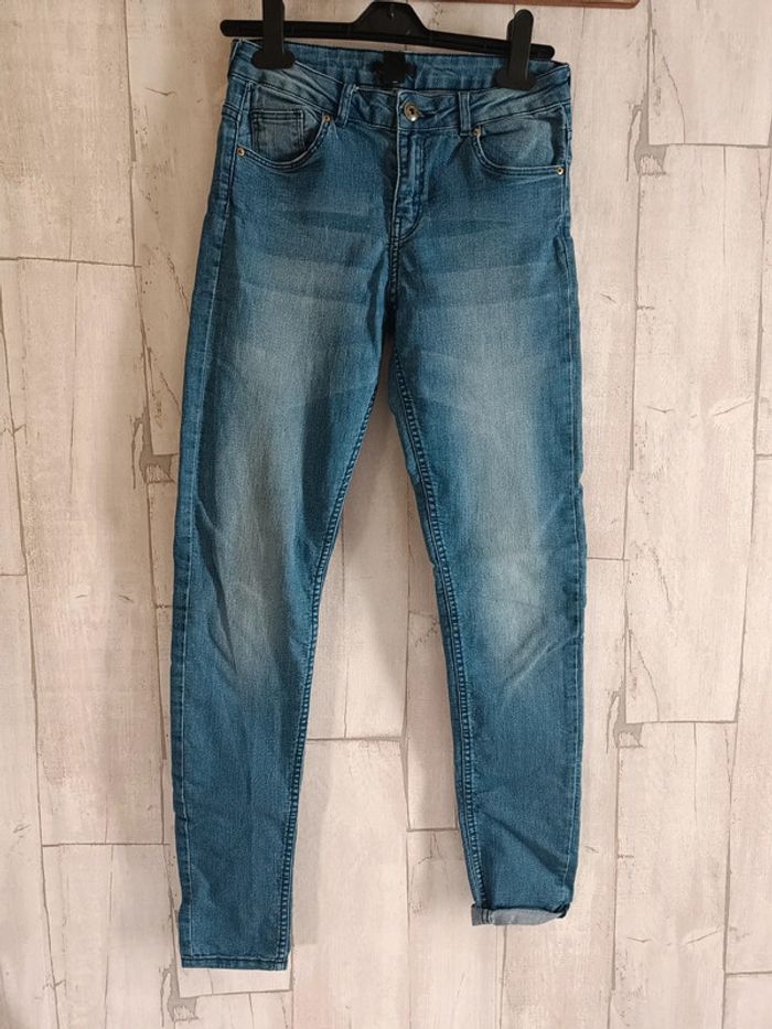 Jean slim taille haute bleu - photo numéro 2