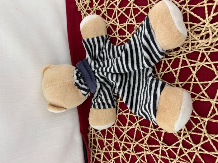 Doudou plat ours rayé bleu CMP CREDIT AGRICOLE - photo numéro 2