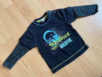 Joli T-shirt « 2 en 1 » noir Orchestra T. 12 mois/74 cm garçon TBE