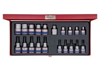 Coffret de douilles et douilles tournevis TORX® 3/8" et 1/2" avec accessoires - 20 pièces - 7120pr